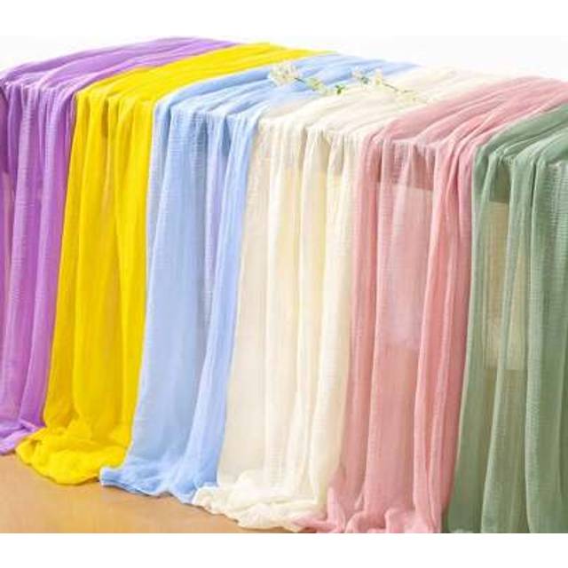 SHEIN 118 Inch (Approx. 300*90cm) Sage Green Easter Cheesecloth Table Runner, Farmhouse Bohemian Cheese Cloth Tablecloth Suitable For Weddings, Bridal Showe