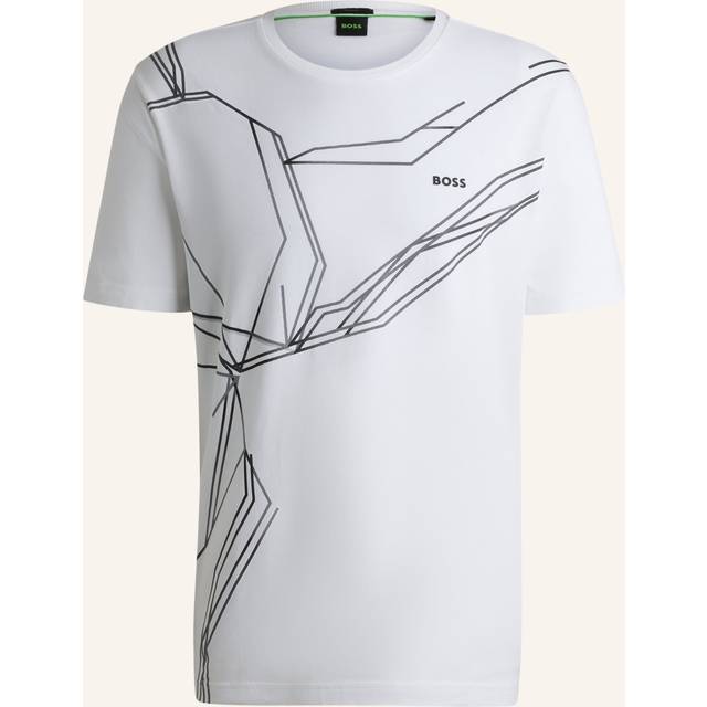 Stretch-cotton T-shirt with degradé print - White
