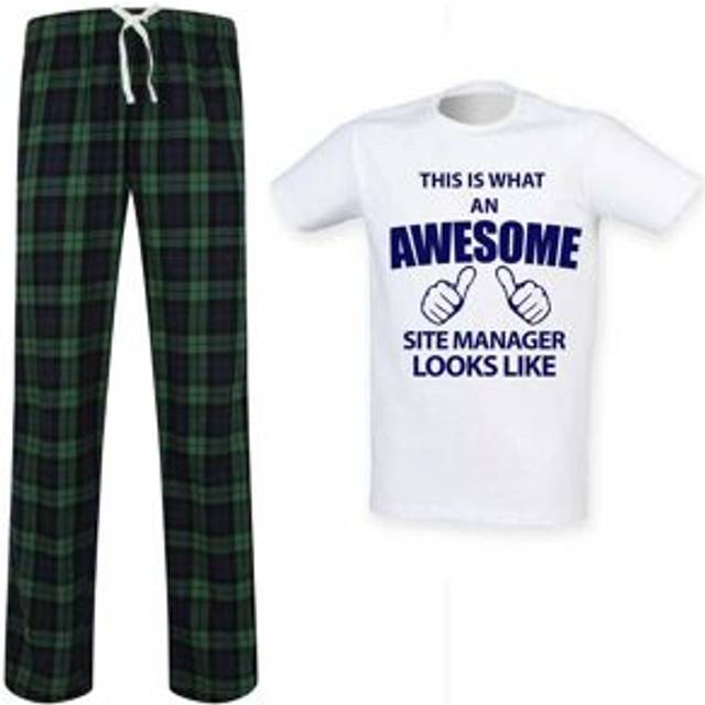 This Is What An Awesome Site Manager Looks Like Tartan Pyjama Set - Green - XXL