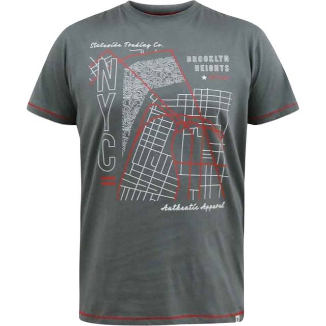 (XXL, Khaki) Duke Mens D555 Cobbler Nyc Printed Birdseye Kingsize T-Shirt