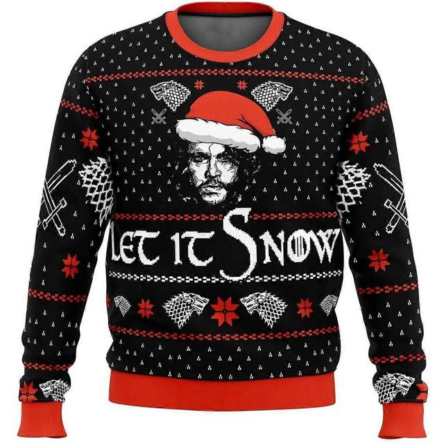 (EL0180, 6XL) Autumn and Winter Game Of Thrones Christmas Is Coming Ugly Christmas Sweater Gift Santa Claus Pullover Men 3D Sweatshirt Tops