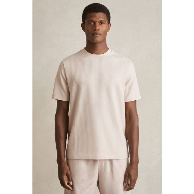 Reiss Argon Oversized Textured T-Shirt, Champagne