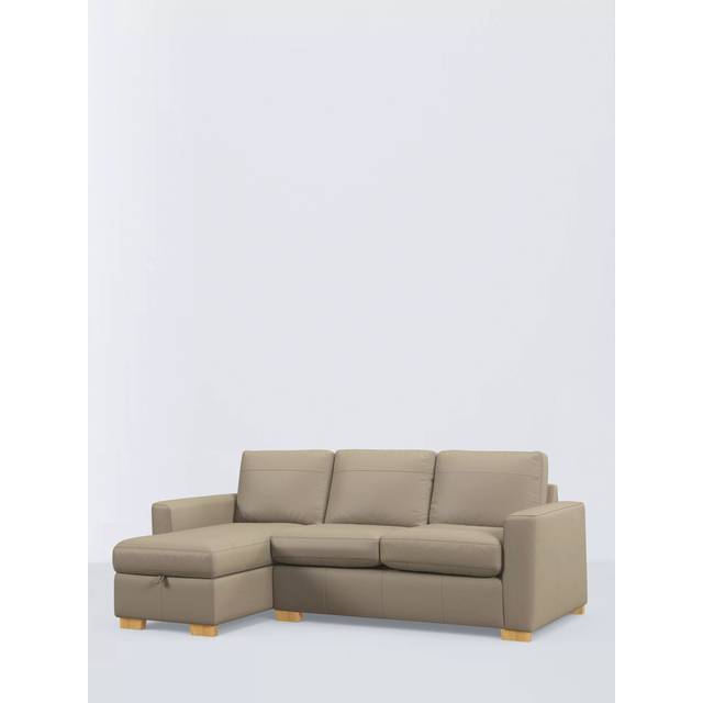 John Lewis Oliver II LHF Chaise End Leather Sofa, Light Leg