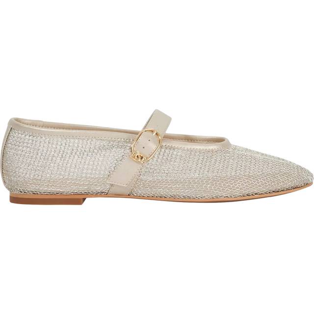 Dune Headline Woven Fabric Ballet Flats, Gold