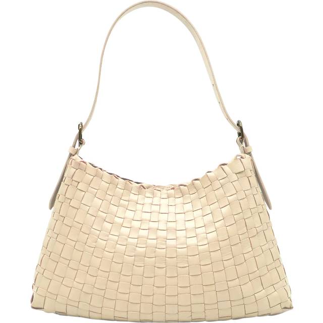 Dragon Diffusion Hobo Salvage Woven Leather Shoulder Bag, Pearl
