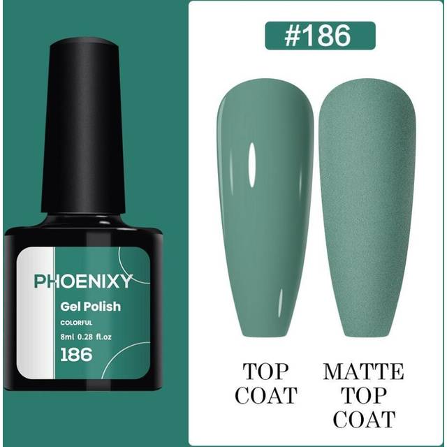 (186) PHOENIXY 8ml Gel Nail Polish Sequins Soak Off UV Gel Semi Permanent Varnish Colorful Nail Gel Polish DIY At Home Nail Art Polish
