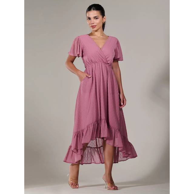 Petite High-Low Midaxi Dress - Dusty Pink - 10