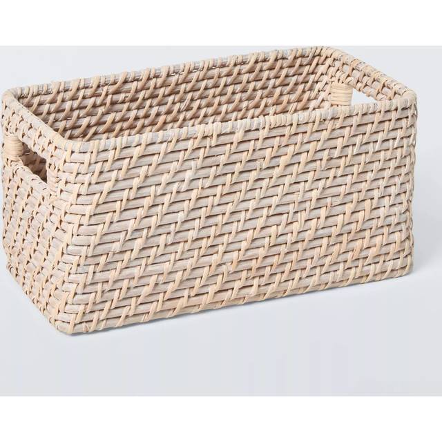 John Lewis Slim Rattan Storage Basket, Off White