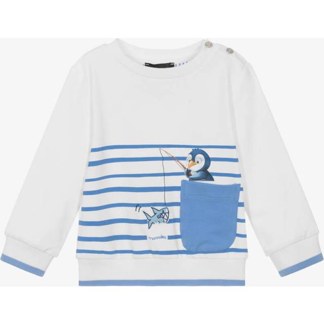 Monnalisa Boys White Cotton Penguin Sweatshirt - 18 month