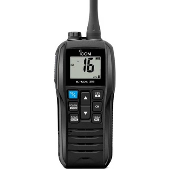 Icom ic-m25 evo handheld buoyant marine vhf radio black for marine boats sailing