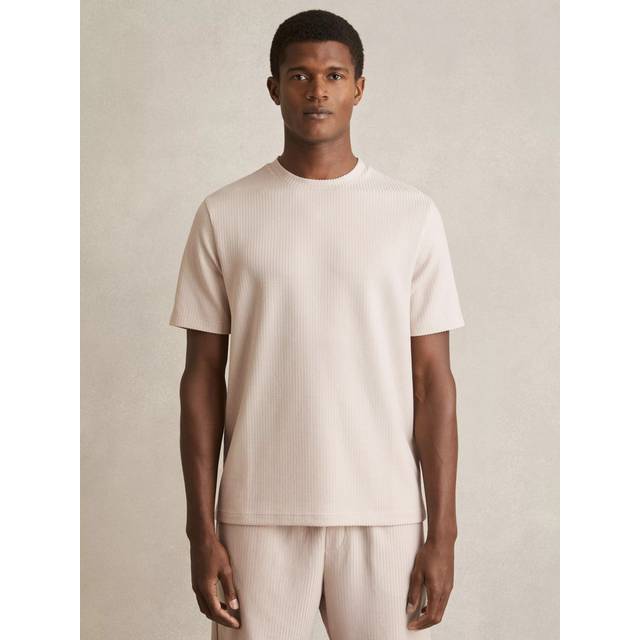 Reiss Argon Oversized Textured T-Shirt, Champagne