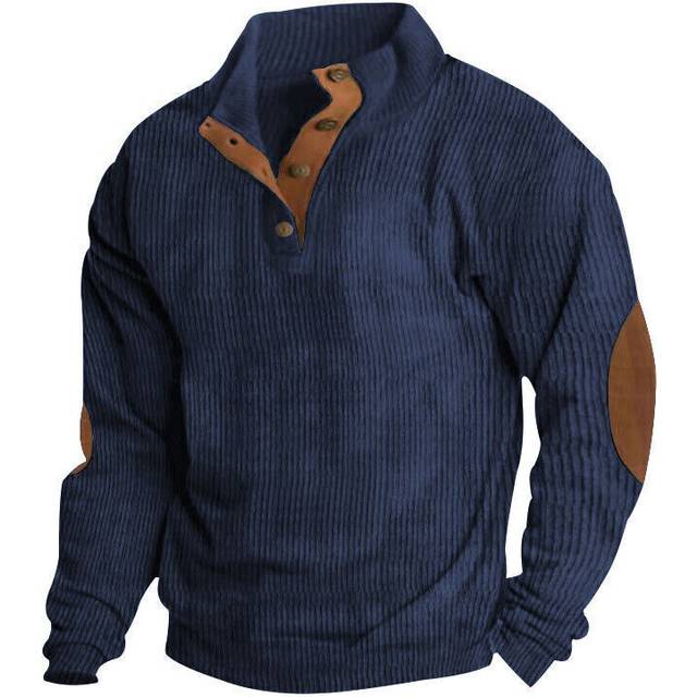 (RED, L) Mens Long Sleeve Sweater High Neck Jumper Casual Blouse Pullover Winter Warm Top