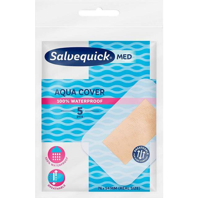 SalvequickMED Aqua Maxi Cover plåster 5 st Stort, vattentätt snabbförband 76 x 54 mm 5 st