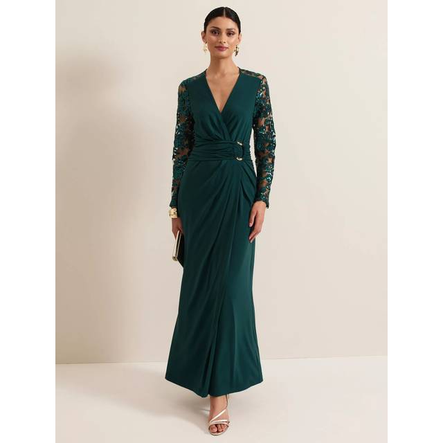 Phase Eight Ilona Sequin Maxi Dress, Dark Green