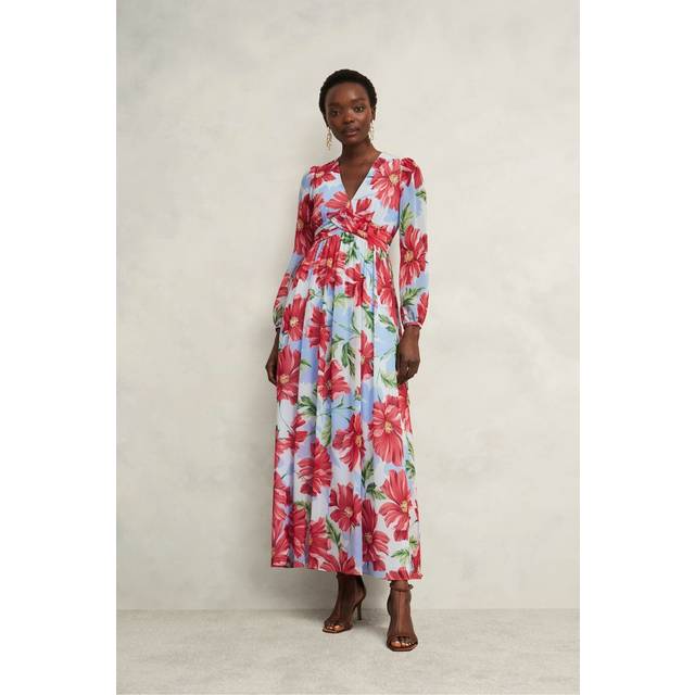 Hobbs Amelie Floral Maxi Dress, Blue/Red