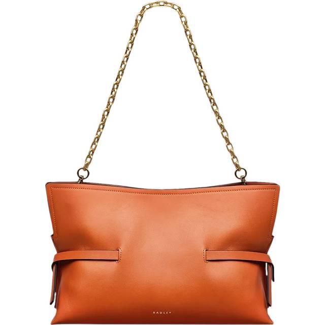 Radley Fleet Street Leather Medium Open Top Clutch Bag, Orange Peel