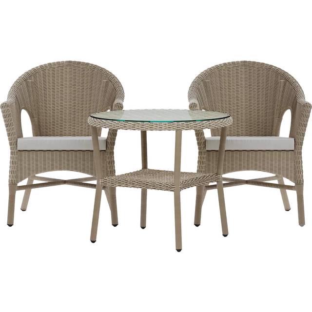 Laura Ashley Carrdale Woven Rattan 2-Seater Garden Bistro Set, Barley
