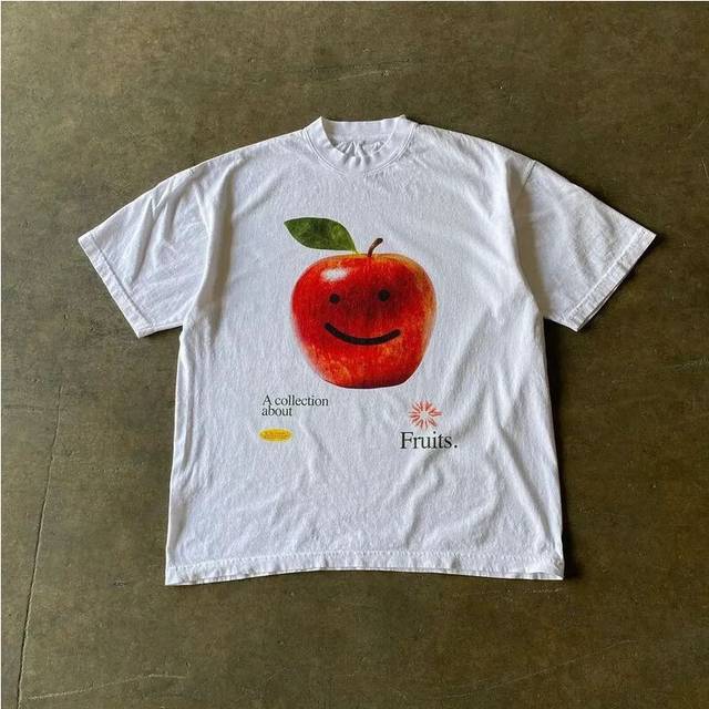 (6, M) Kawaii Oversized Summer Trend Funny T-shirts Printed Versatile Pair of Cotton Y2k Casual Loose Tops New Simple Retro T-shirt