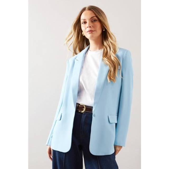 Womens Single Breasted Pocket Detail Blazer - Cornflower Blue - 10