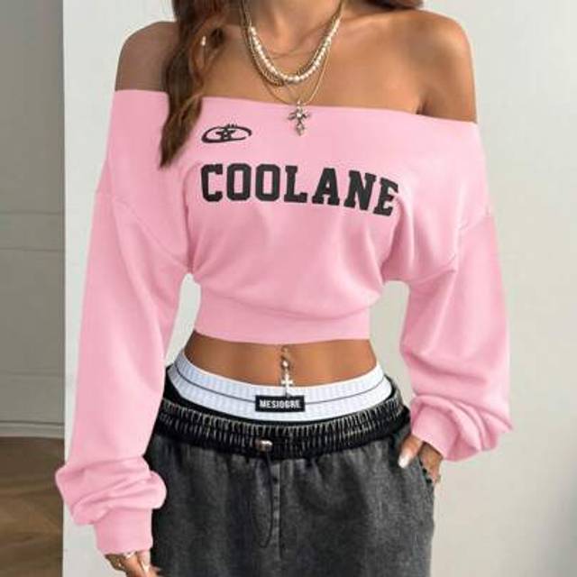 SHEIN Women Winter Casual One Shoulder Loose Sweatshirt