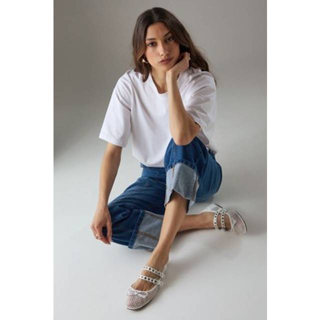 Womens Faith: Giada Sheer Mesh Double Mary Jane Buckle Ballet Flats - White - 8