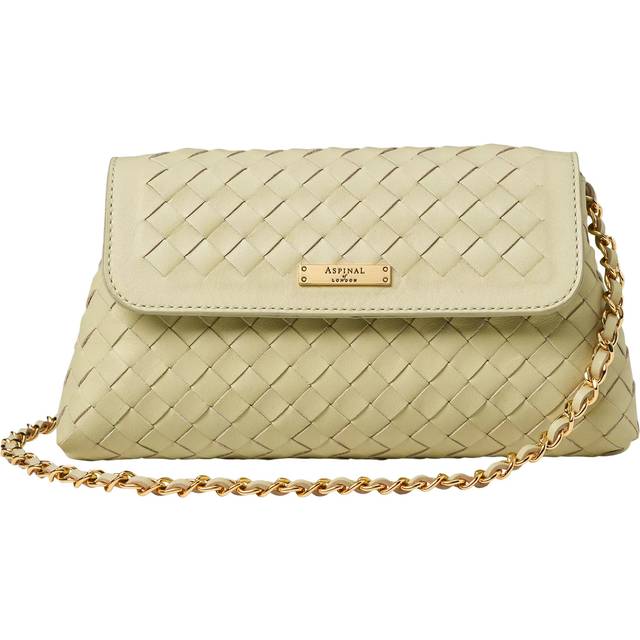 Aspinal of London Sunrise Sunset Leather Slot Weave Clutch Bag, Pistachio