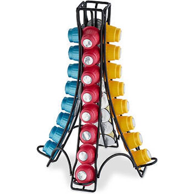 Relaxdays - Coffee Pod Holder, Compatible with Nespresso, Stand for 32 Capsules, Metal, hwd: 30 x 21.5 x 21.5 cm, Black