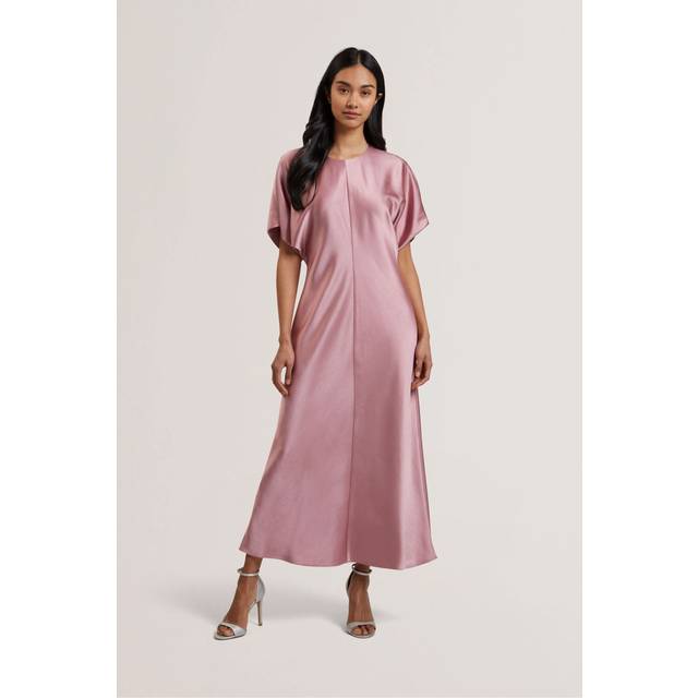 Ted Baker Fianaa Satin Slouch Sleeve Midi Dress, Pink