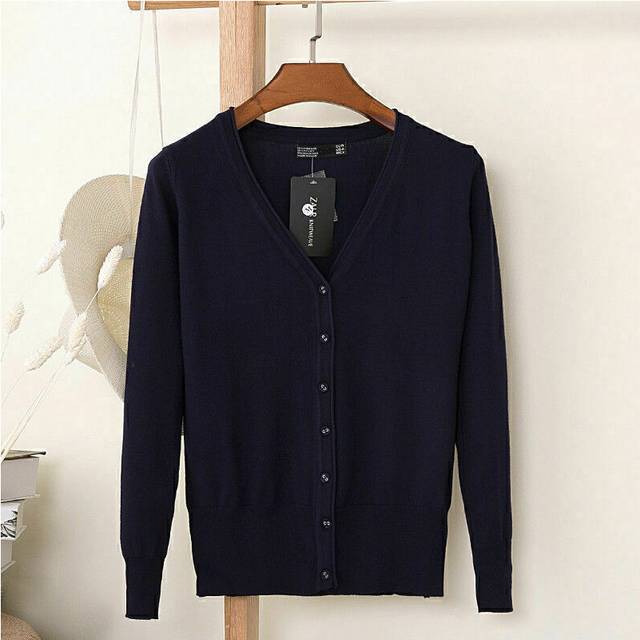 (NavyBlue, 5XL/UK20-22) Womens Cardigan Long Sleeve Ladies Knitted Top Outwear Cardigans Plus Size 8-24