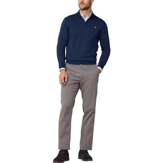 Hackett Cotton Silk Half Zip Knitted Jumper - Navy, Navy, Size S, Men