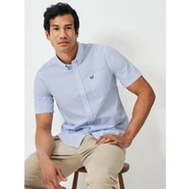 Crew Clothing Cotton Linen Blend Regular Fit Seersucker Stripe Shirt