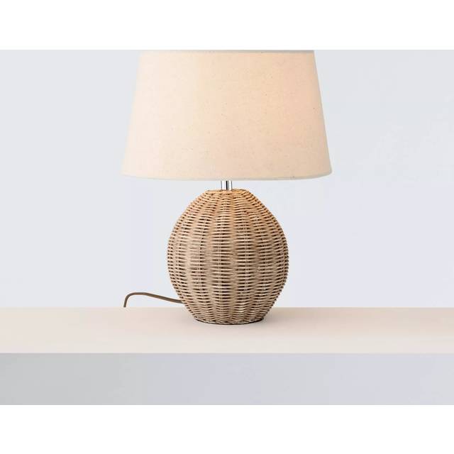 John Lewis Rattan Table Lamp, White Wash