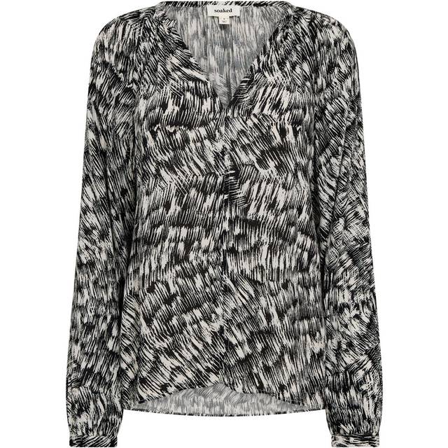 Spring Blouse with Black Stroke Print