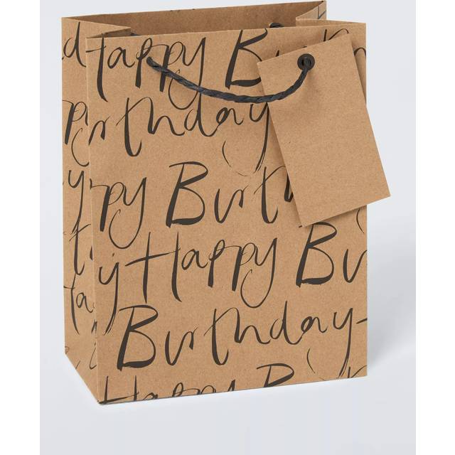 John Lewis Kraft Happy Birthday Gift Bag, Brown Kraft, Small