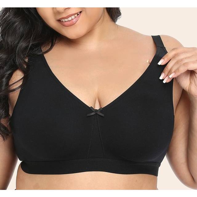 Bra ladies pure cotton non-wired firm control plus large full cup
