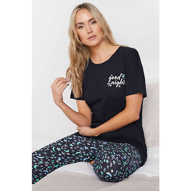 Lts Tall Navy Blue 'Good Night' Star & Moon Pyjama Set 18-20 Lts | Tall Women's Pyjama Sets