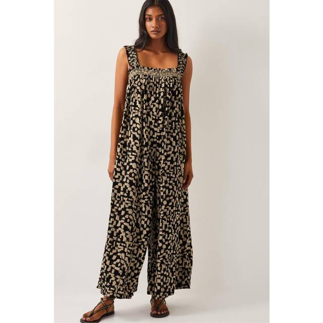 Monsoon Ania Geometric Batik Jumpsuit, Black