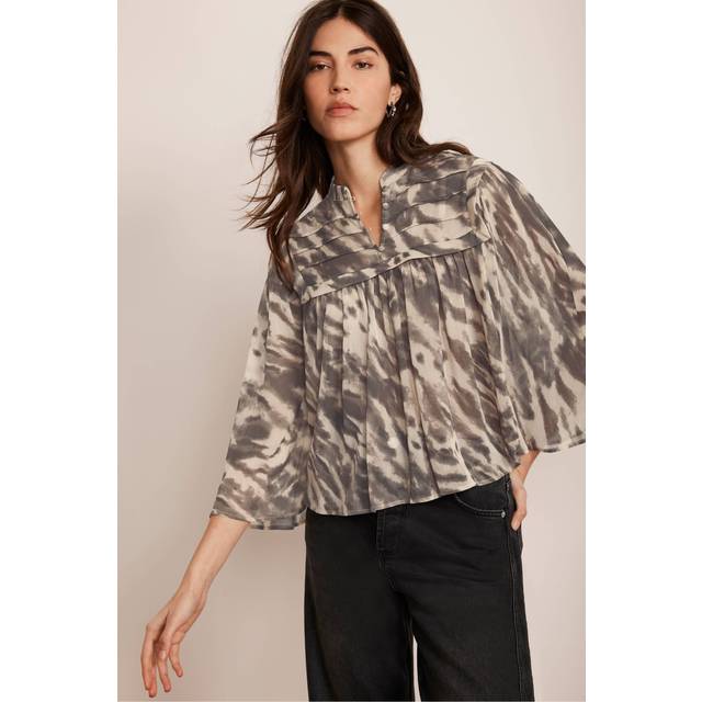 Mint Velvet Animal Print Pintuck Blouse, Multi