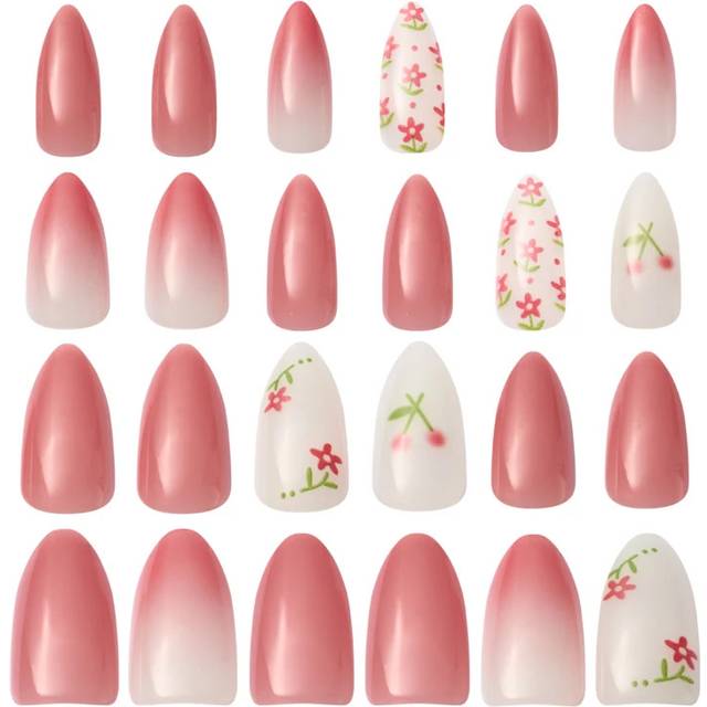24 Press On Cherry Nails