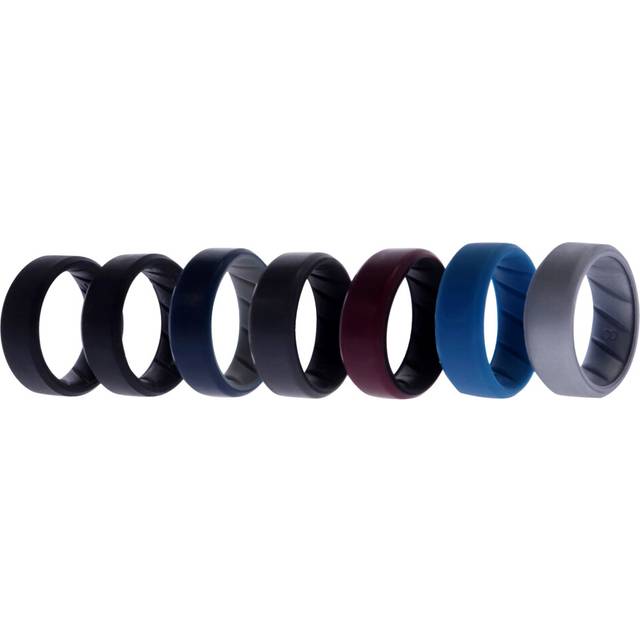 Silicone Wedding BR 8mm Edge Ring Set - Black by ROQ for Men - 7 x 8 m