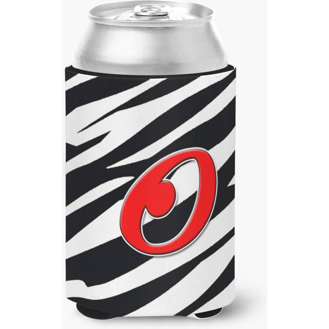 Letter O Initial Monogram - Zebra Red Can or Bottle Beverage Insulator Hugger
