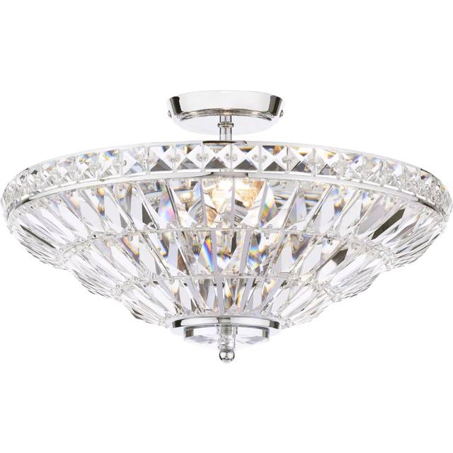 Laura Ashley Vienna Crystal Uplighter Flush Ceiling Light, Polished Chrome