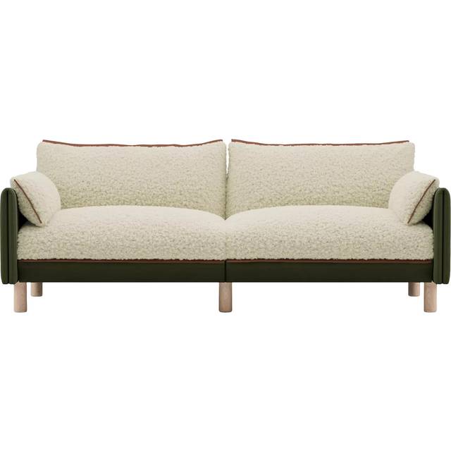 Cozmo Cozy 3 Seater Sofa, Dark Green Velvet Cream