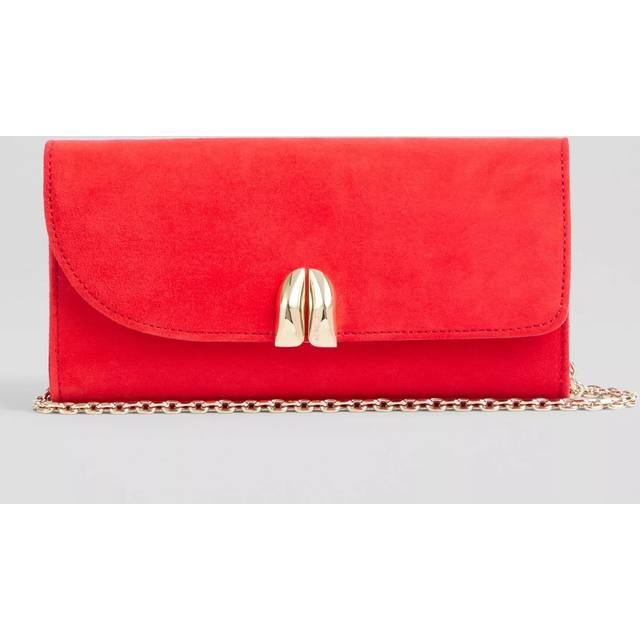 L.K.Bennett Florence Suede Clutch Bag, Aurora Red