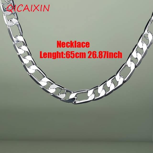 TEMU 925 Silver Necklace Hip Hop 12mm Cuban Chain 24/26 Inch Charm Fashion Jewelry Gif