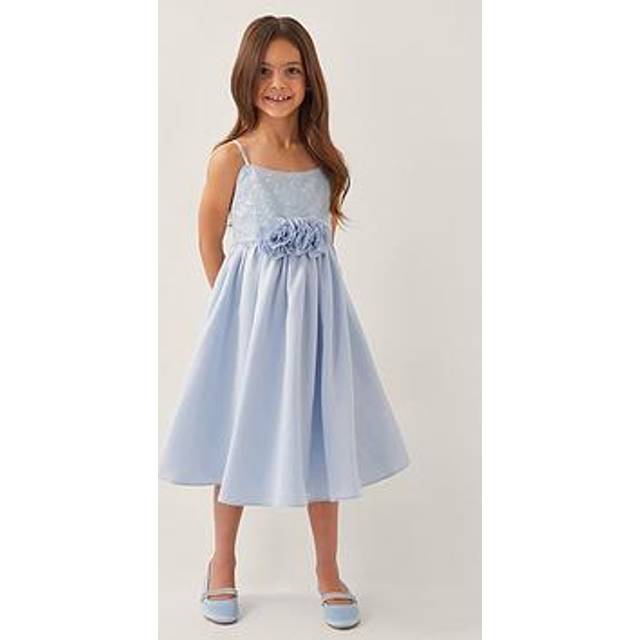 Monsoon Kids' Orelia Strappy Sequin Satin Dress, Blue