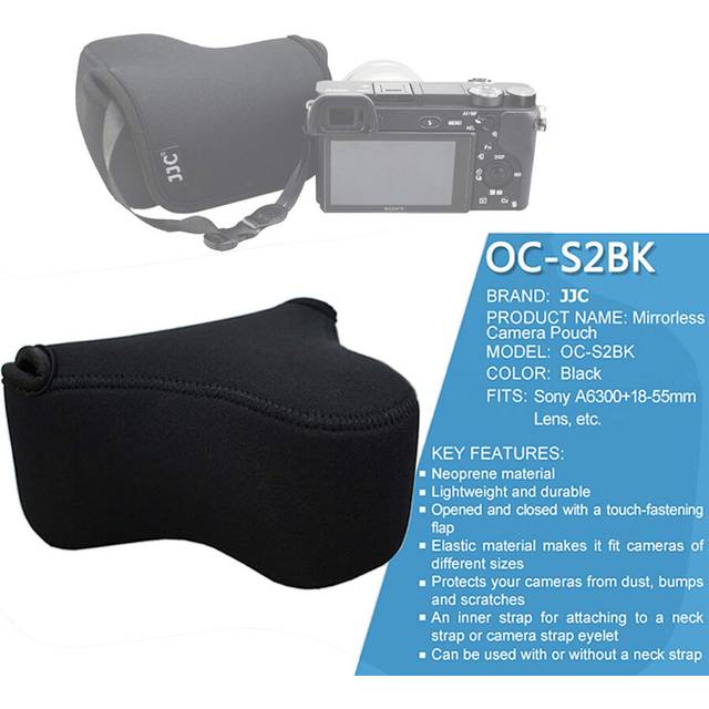 JJC Black Ultra Light Neoprene Camera Case for Sony a6600 a6500 a6400 a6300 a6100 a6000 a5100 +18-55mm/E 50mm F1.8 Lens  Pouch Bag for Fuji X-T30 X-T2