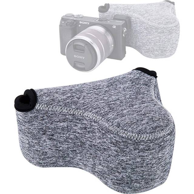 JJC Grey Ultra Light Neoprene Camera Case for Sony a6600 a6500 a6400 a6300 a6100 a6000 a5100 +18-55mm/E 50mm F1.8 Lens  Pouch Bag for Fuji X-T30 X-T20