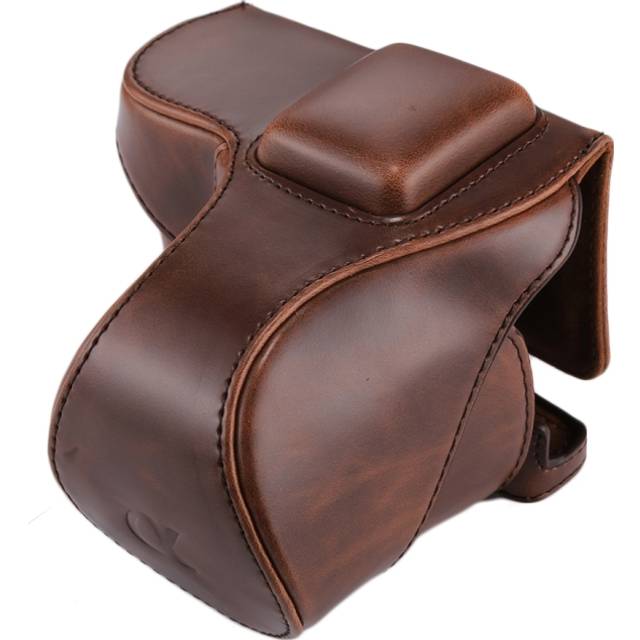PU Leather Bag with Strap For Sony NEX 5N / 5R / 5T Camera (16-50mm / 18-55mm Lens) Full Body Cover Case - Coffee