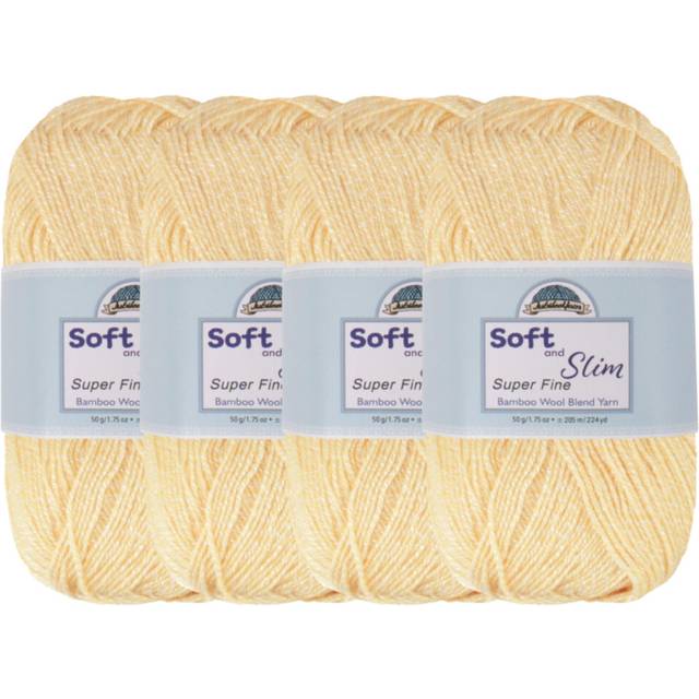 JubileeYarn Soft and Slim Yarn - Baby Weight Rayon from Bamboo Wool Blend - 50g/Skein - Lemon Puff - 4 Skeins